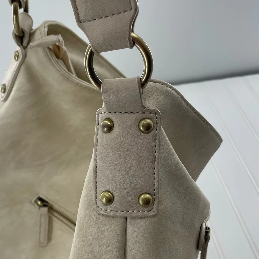SHIRALEAH Brooklyn Vegan Ivory Hobo Purse Bag